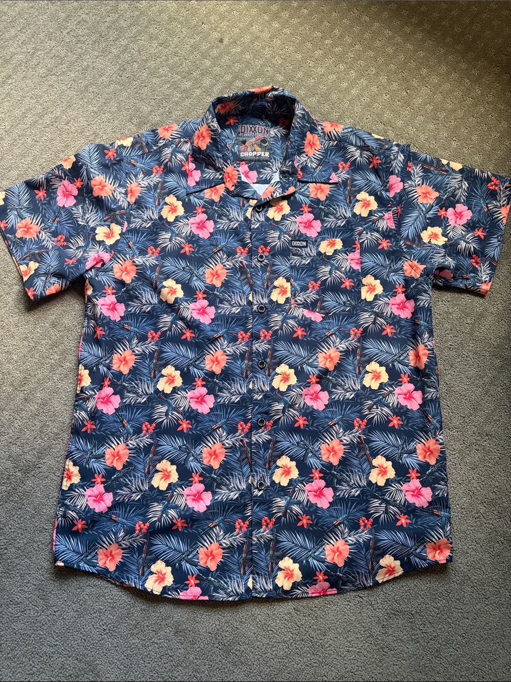 DIXXON Navy Floral Hawaiian Button-Down Shirt